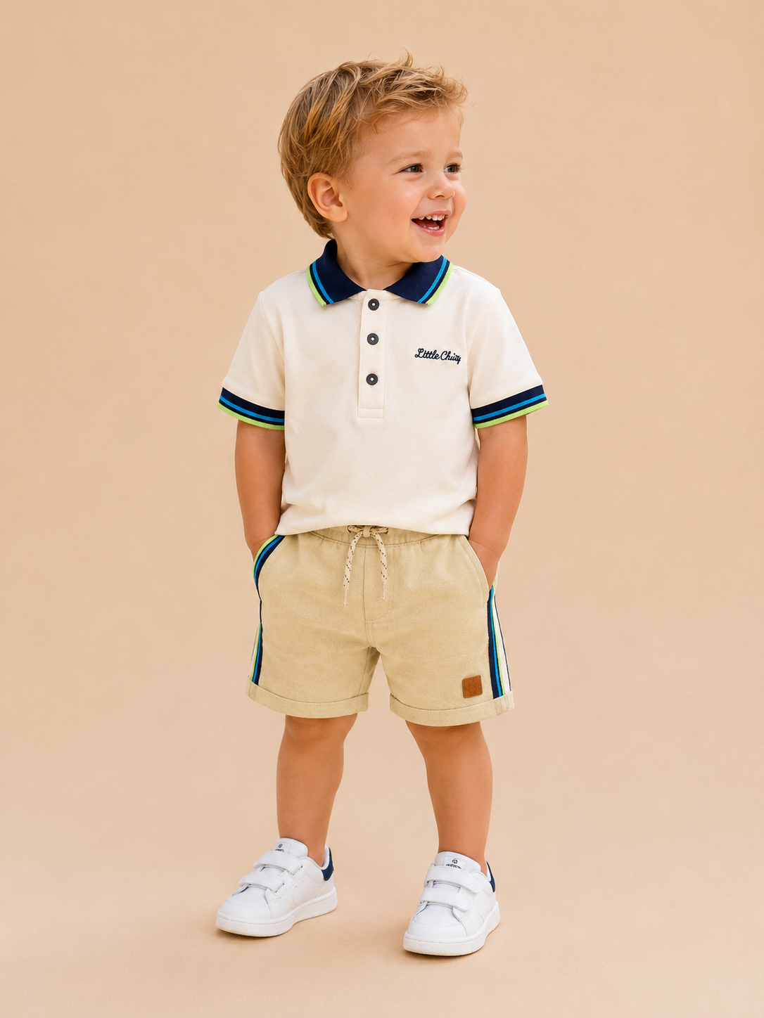 Baby Jongens Shorts "Semolina" (Side Stripe Detail)