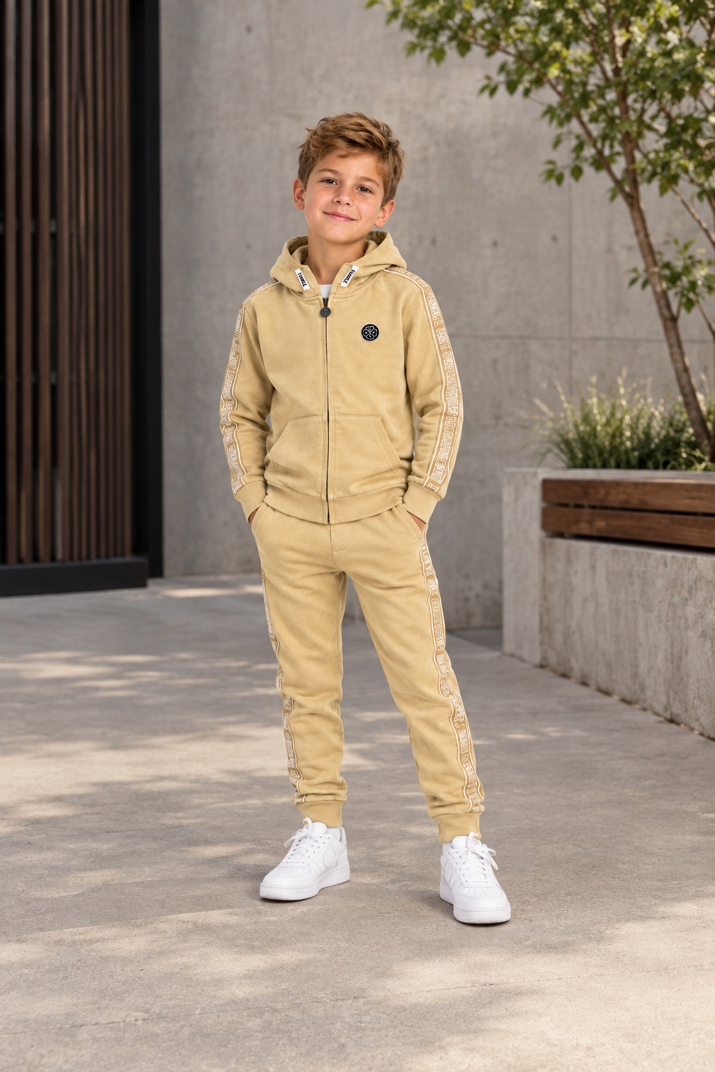 Funkle Jongens Vest met Capuchon – Beige