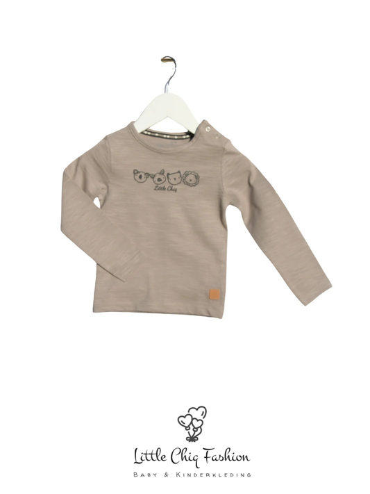 Little Chiq Baby Longsleeve beige dierenprint