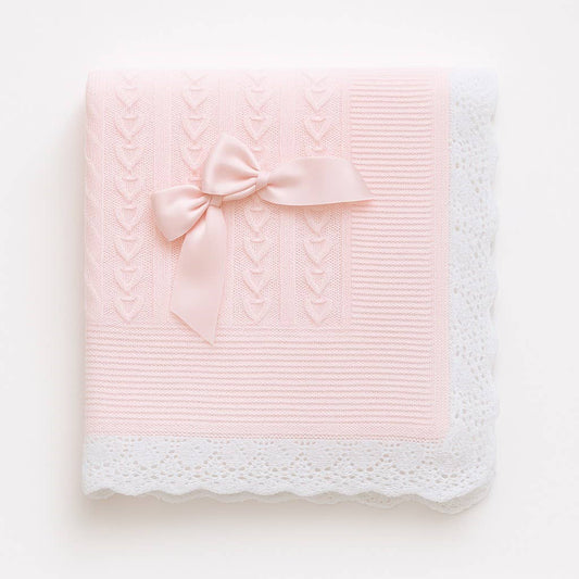 Deken met kant 110x110 cm: Roze bebe