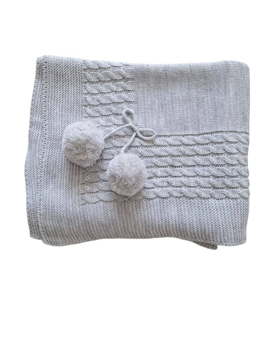 Babydeken Pompons: GRIJS