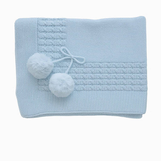 Babydeken Pompons: BABYBLAUW