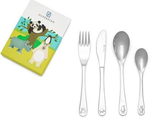 Kinderbestek 4-delig Wildlife RVS