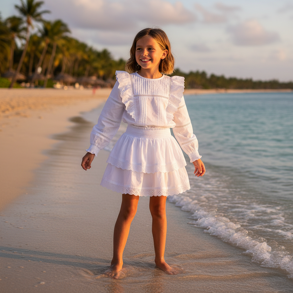 Meisjes Rok "Snow White" Witte rok met broderie