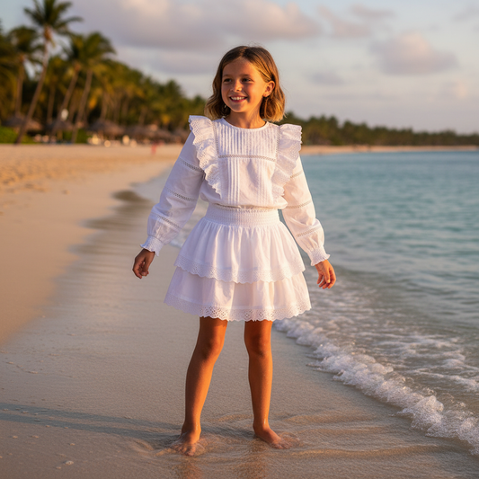 Meisjes Rok "Snow White" Witte rok met broderie