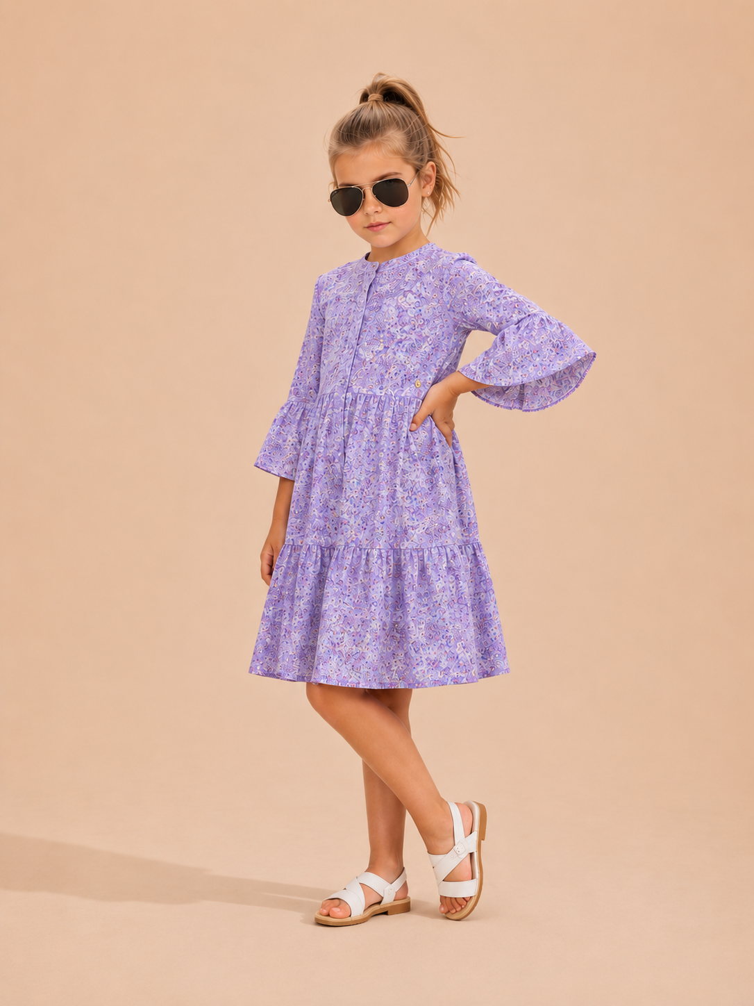 Meisjes Jurk "Orchid Bouquet" (Cotton Poplin AOP)