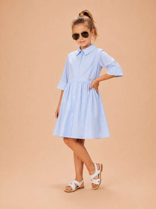 Meisjes Jurk "Starlight Blue" (Cotton Paper Touch Poplin)