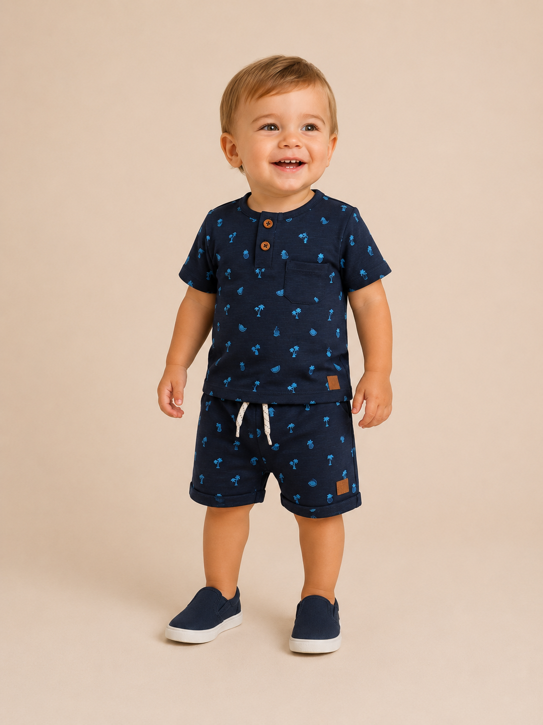 Baby T-shirt "Blue Nights" (Shark/Fish Print)