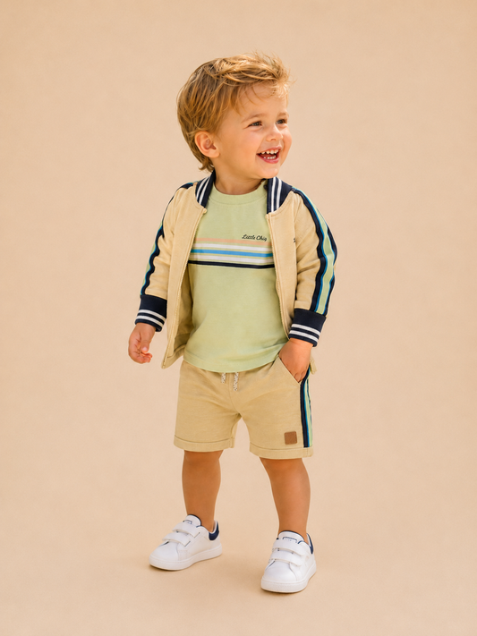 Little Chiq Baby Jongens Vest – Beige/Groen