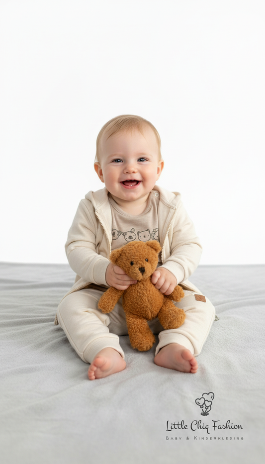 Little Chiq Baby Vest beige met capuchon