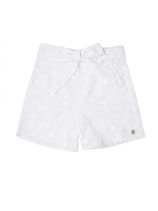 Meisjes Short "Snow White" (Cotton Broderie met 3D Flower)