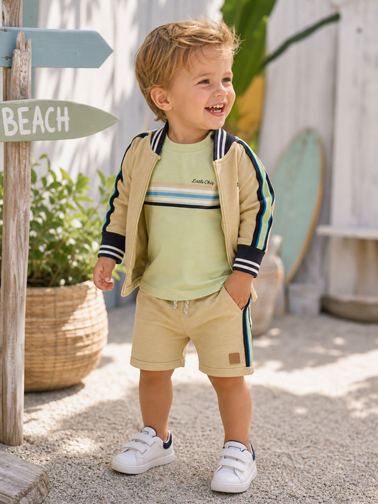 Little Chiq Baby Jongens Vest – Beige/Groen