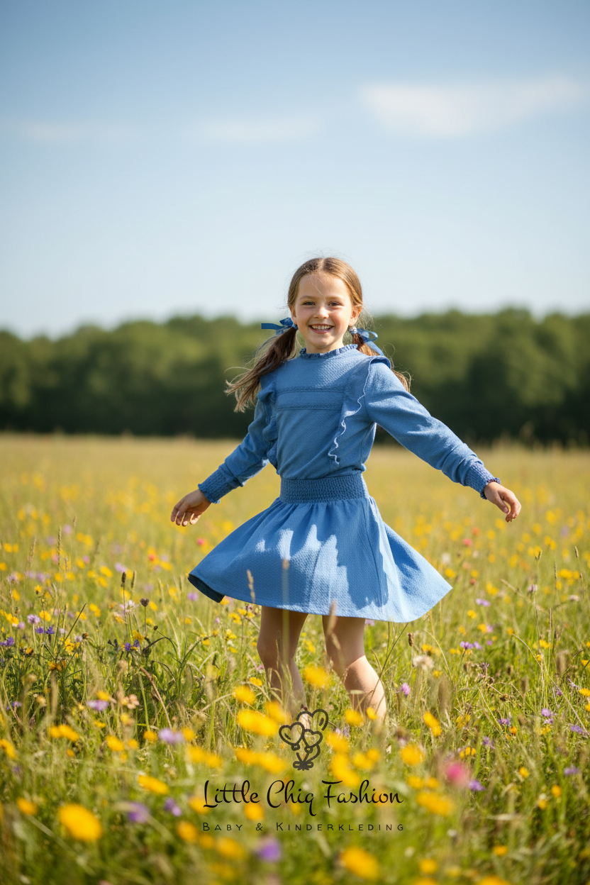 Funkle Girls Sportief Jurkje Royal Blue – Met Ruches & Volants